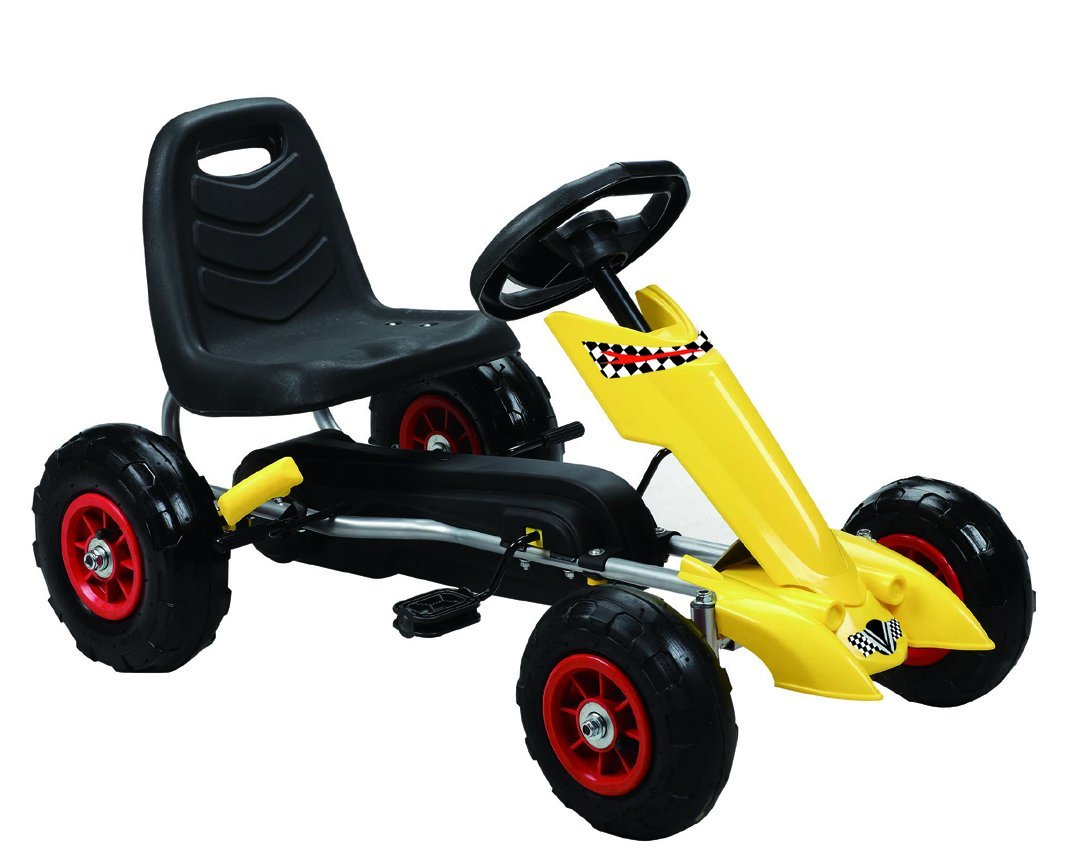 Vroom Rider Zoom Pedal Go-Kart Ride Ons with Pneumatic Tire, Yellow