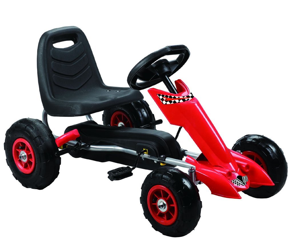 Vroom Rider Zoom Pedal Go-Kart Ride Ons with Pneumatic Tire, Red