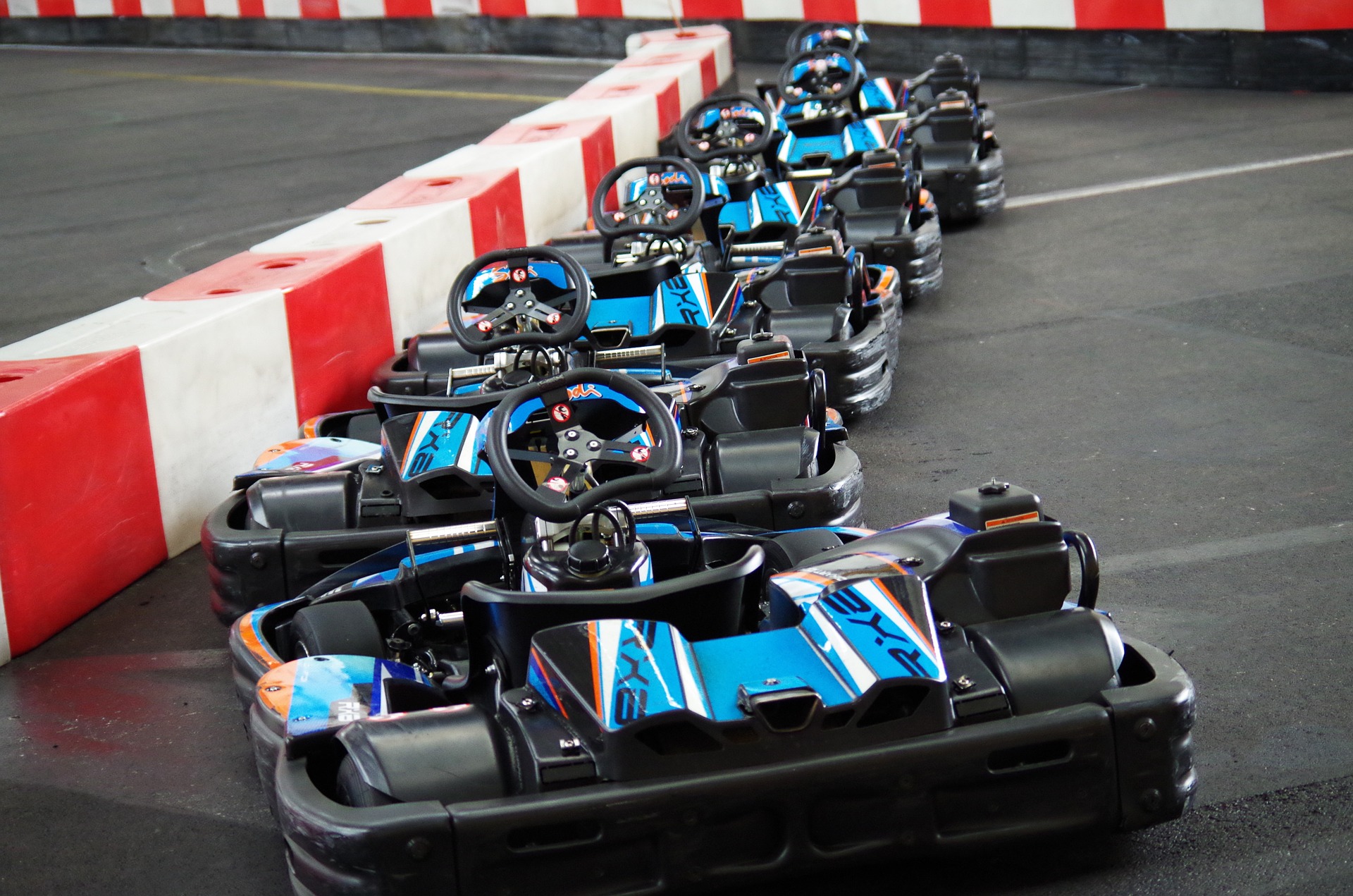 Racing Go Karts lined at the Race Track
